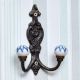 Turquoise Floral Ceramic Iron Towel Hooks